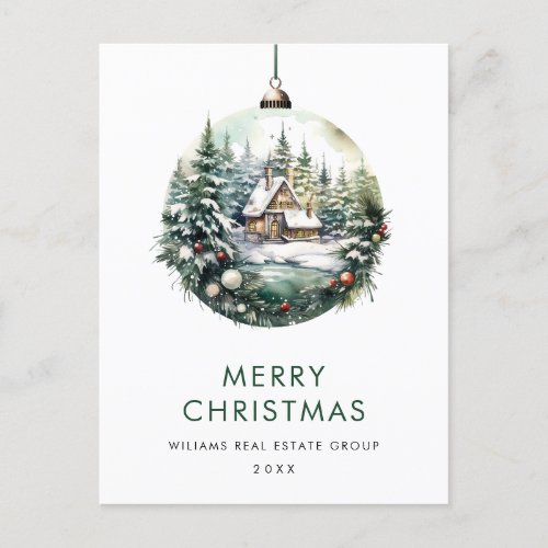 Elegant Corporate Christmas Ornament Holiday Postcard