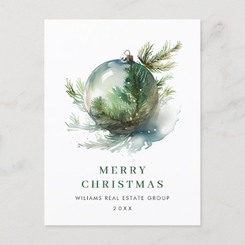 Elegant Corporate Christmas Ornament Holiday Postcard