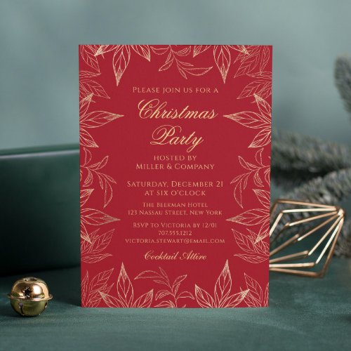 Elegant Corporate Christmas Party Chic Floral Invitation