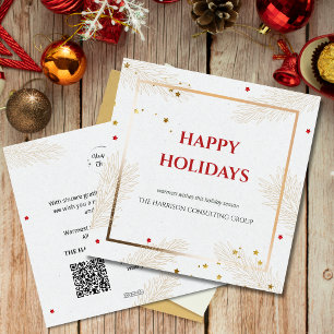 Elegant Corporate custom Logo QR Code Christmas  Holiday Card