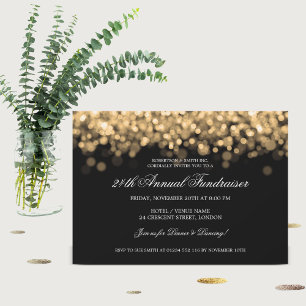 Elegant Corporate Fundraiser Gold Lights Invitation