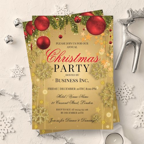 ELEGANT Corporate Gold Winter Glam Christmas Party Invitation