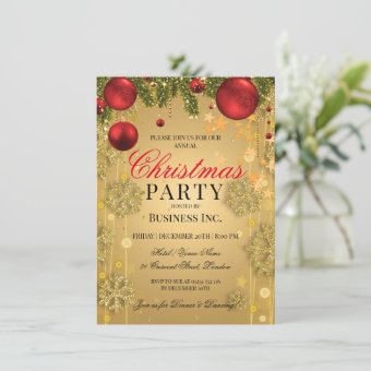 ELEGANT Corporate Gold Winter Glam Christmas Party Invitation | Zazzle