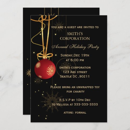Elegant Corporate Holiday Party Invitations