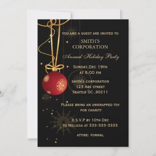 Elegant Corporate Holiday Party Invitations | Zazzle