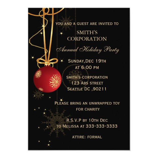 Elegant Corporate Holiday Party Invitations