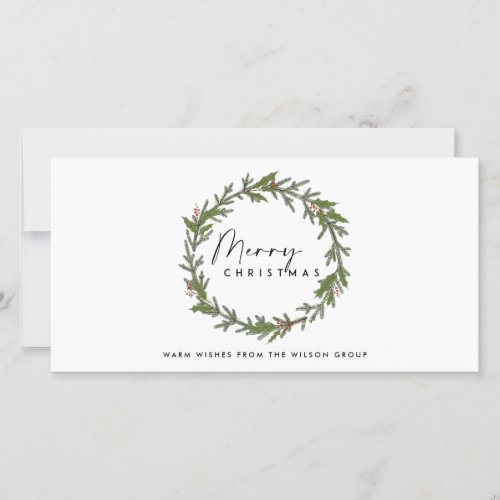 ELEGANT CORPORATE HOLLY BERRY WREATH CHRISTMAS HOLIDAY CARD