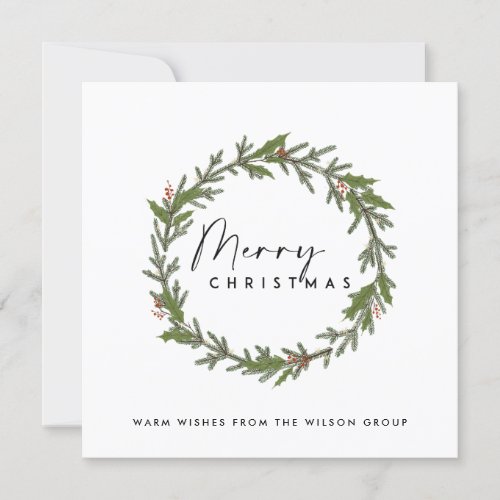 ELEGANT CORPORATE HOLLY BERRY WREATH CHRISTMAS HOLIDAY CARD