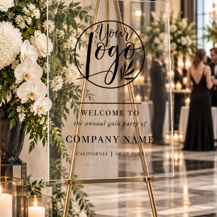 Elegant Corporate Logo Annual Gala Party Welcome Acrylic Sign