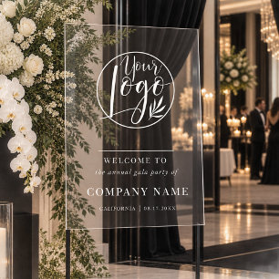 Elegant Corporate Logo Annual Gala Party Welcome Acrylic Sign