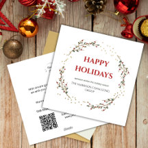 Elegant Corporate Logo QR Code Christmas Wreath