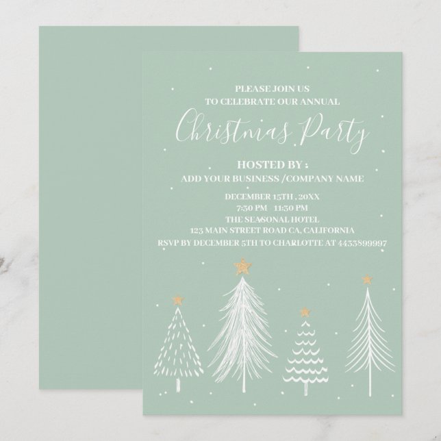 Elegant Corporate Office Christmas Party Invitation (Front/Back)
