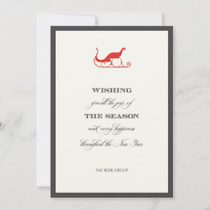 Elegant Corporate Red Sleigh Holiday Greeting Card