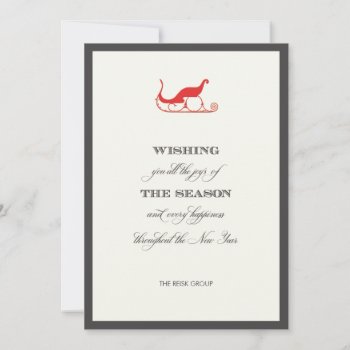 Elegant Corporate Red Sleigh Holiday Greeting Card by pixiestick at Zazzle