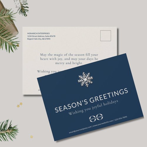 Elegant Corporate Seasons Greetings Postcard