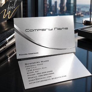 Elegant Corporate Sleek Silver Foil Executive Business Cards