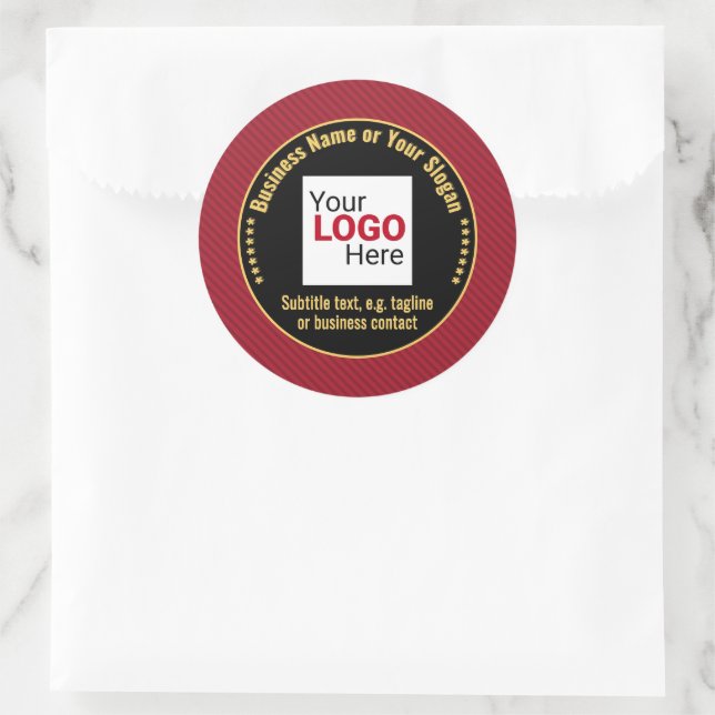 Elegant Corporate Stripe - Dark Red & Black Custom Classic Round Sticker (Bag)