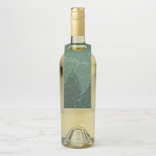 Elegant Corporate Winter Snow Trees Holiday Bottle Hanger Tag