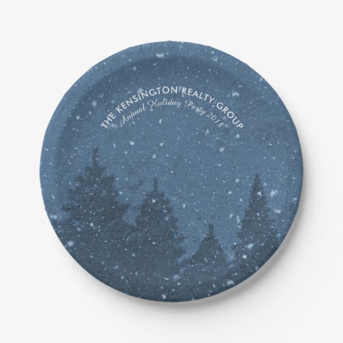 Elegant Corporate Winter Snow Trees Holiday Paper Plates