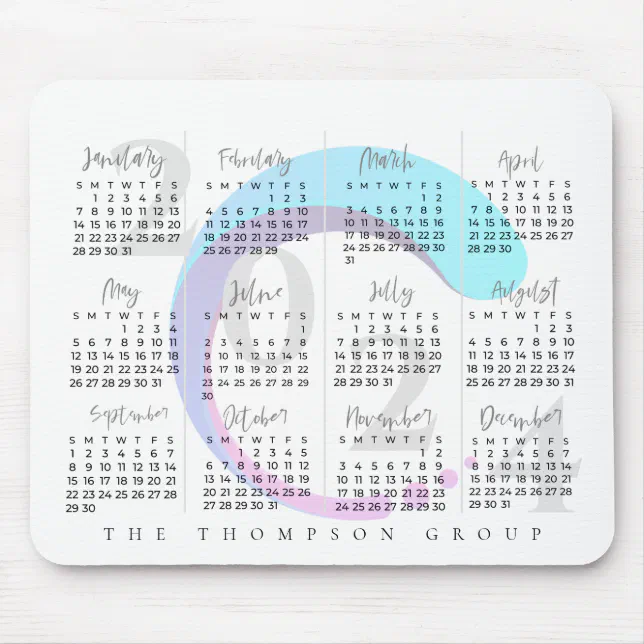 Elegant Corporate Year 2024 Calendar Company Logo Mouse Pad Zazzle
