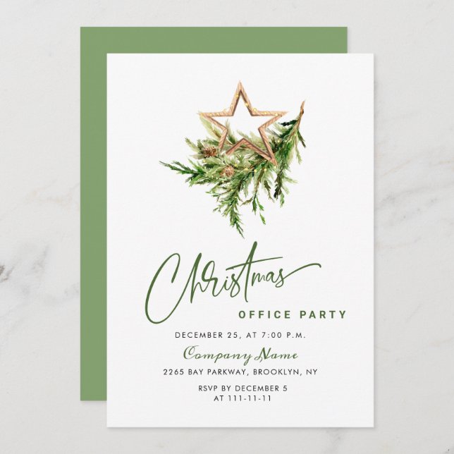 Elegant Corporative CHRISTMAS HOLIDAY Party Invitation (Front/Back)
