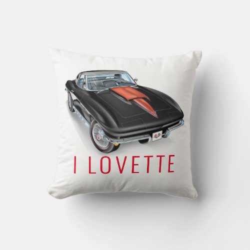 Elegant Corvette I LOVETTE Design Throw Pillow