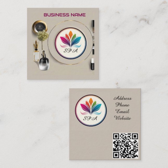 Elegant Cosmetic Arrangement Display Square Business Card (Front/Back)
