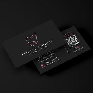 Elegant Cosmetic Dentist Dental Clinic Pink Black Business Card