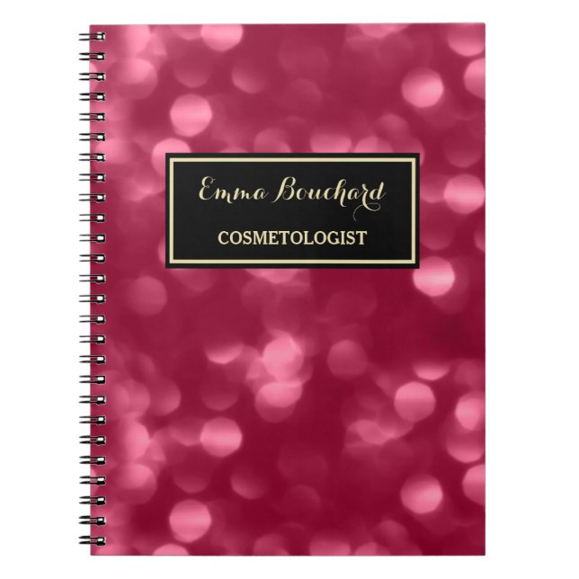 Elegant Cosmetologist Glamorous Pink Luxe Bokeh Notebook (Front)