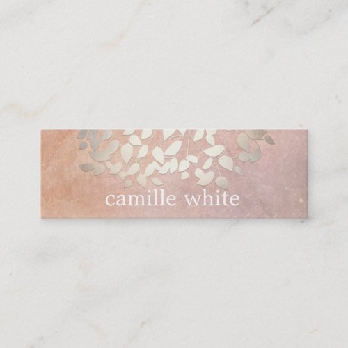 Elegant Cosmetology Faux Gold Foil Leaves Peach Business Card Templates