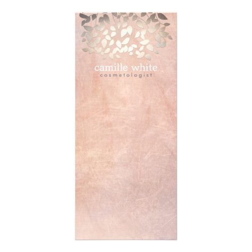 Elegant Cosmetology Faux Gold Foil Leaves Peach Rack Card