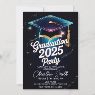 Elegant Cosmic Dinner Graduation Galaxy Dust Flare Invitation
