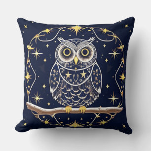 Elegant Cosmic Owl Luxury Artistic Home Decor Throw Pillow
