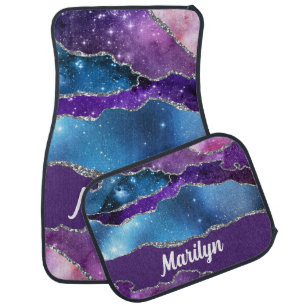 Elegant Cosmic Unicorn Faux Glitter Watercolor Car Floor Mat