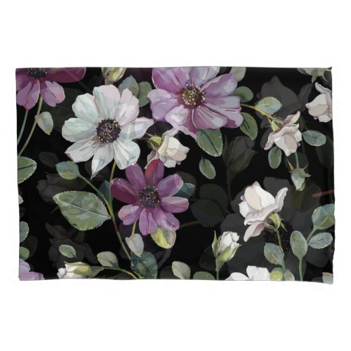 Elegant Cosmos Flowers Watercolor Seamless Pillow Case