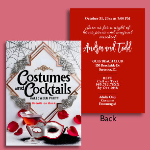 Elegant Costumes and cocktails Halloween Party Invitation