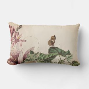 Elegant Cottage Botanical Butterfly Lumbar Pillow