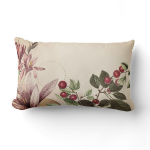 Elegant Cottage Cherry Botanical Design Lumbar Pillow