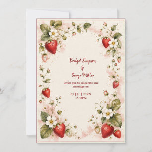 Elegant cottagecore berry blush floral Wedding Invitation