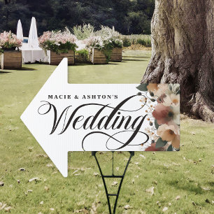 Elegant Cottagecore Floral Wedding This Way Arrow Sign