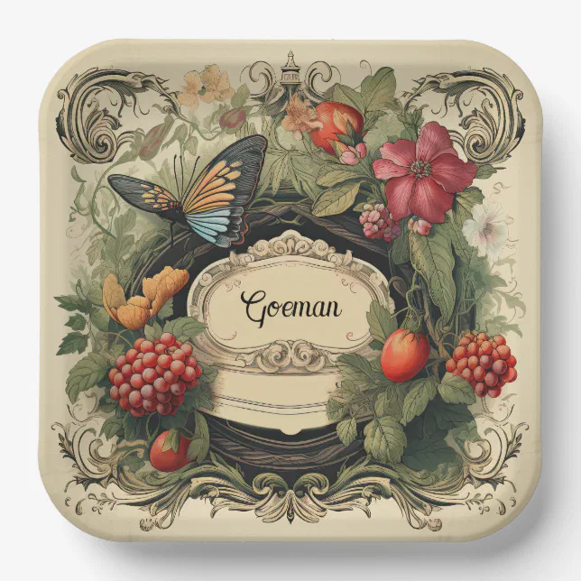 Elegant Cottagecore Garden Berries Personalized Paper Plates | Zazzle