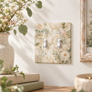 Elegant Cottagecore Marble Botanical Home Decor Light Switch Cover