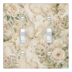 Elegant Cottagecore Marble Botanical Home Decor Light Switch Cover
