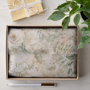 Elegant Cottagecore Marble Botanical Home Decor Tissue Paper