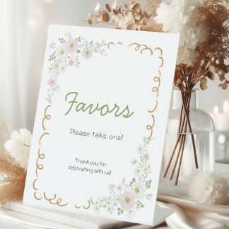 Elegant Cottagecore Pastel Bridal Shower Favors Pedestal Sign