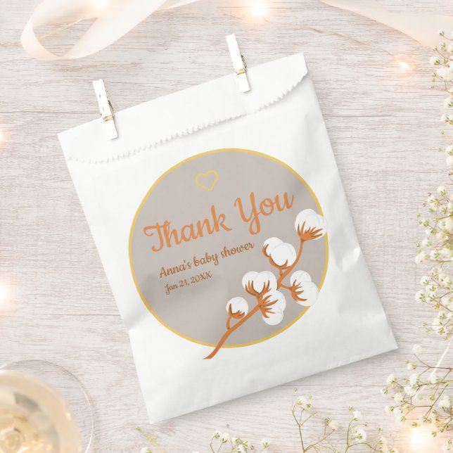 Elegant Cotton Branch Baby Shower  Favor Bag (Clipped)