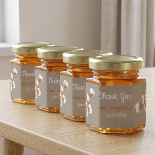 Elegant Cotton Branch “Thank You” Custom  Honey Jar Favors