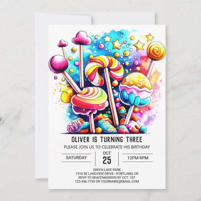 Elegant Cotton Candy Birthday Invitation (Front)