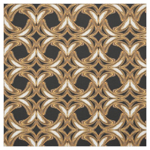 Elegant Cotton Fabric -Crafts--Gold/Black/White