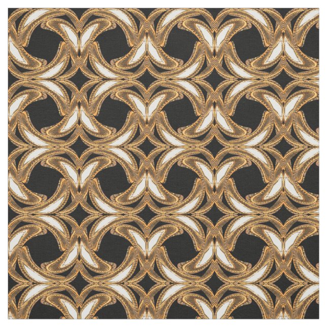 Elegant Cotton Fabric -Crafts--Gold/Black/White (Swatch)